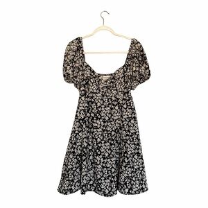 No Boundaries Black and White Floral Mini Dress